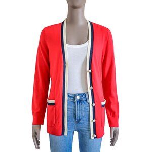 Talbots Red Preppy Button Cardigan Classic Spring Long Sleeve Blouse Size Small